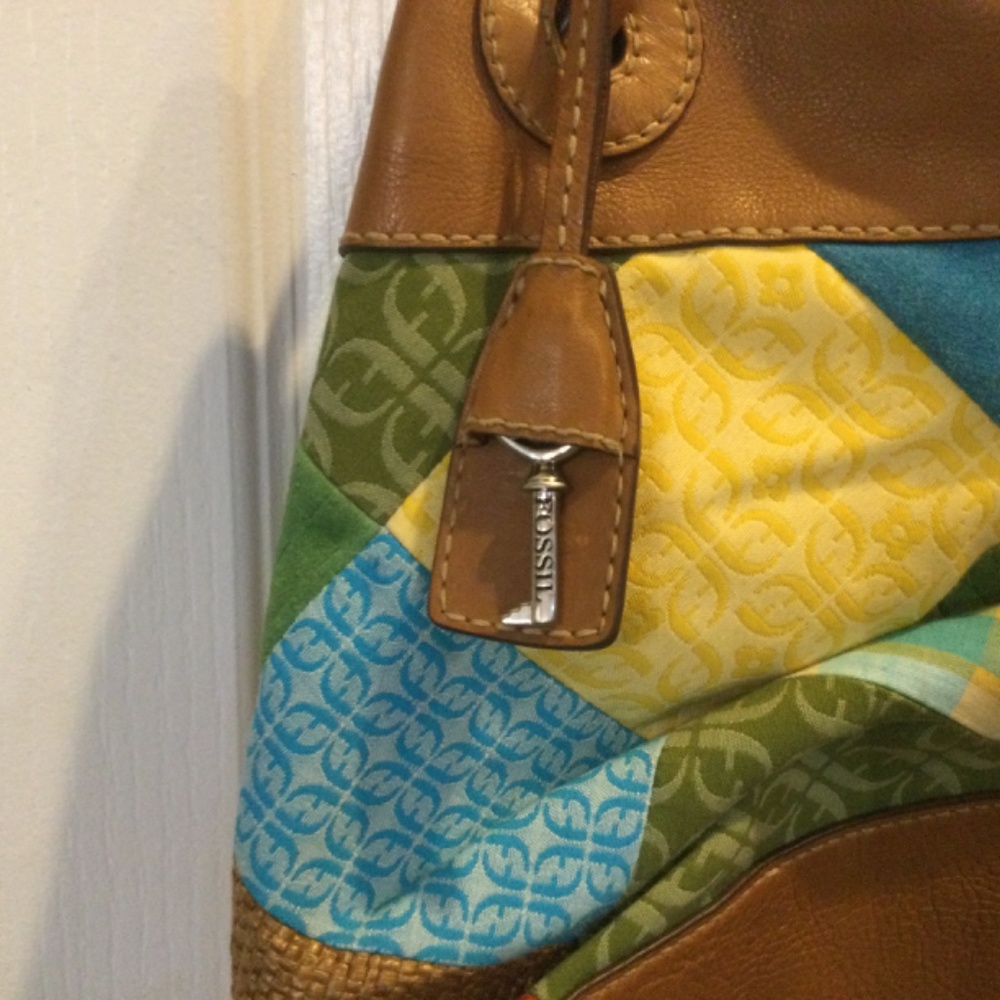 Fossil Multi Colored Patchwork Leather Large Purs… - image 2